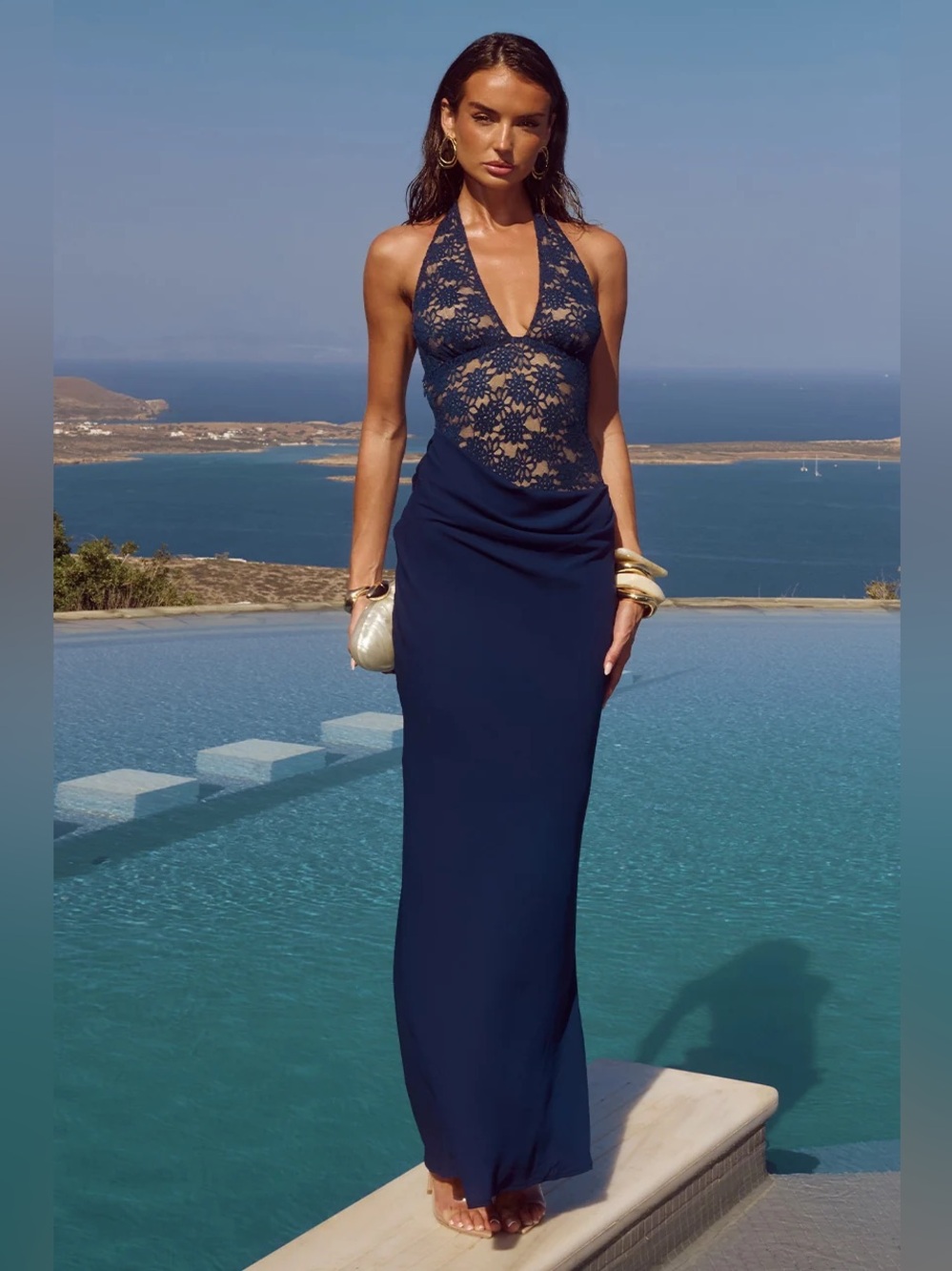 Lina Halter Draped Maxi Dress Runaway The Label